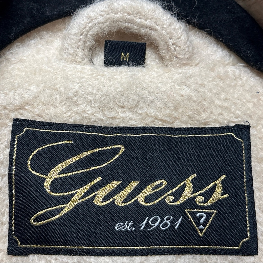 GUESS Womens Beige Wool Blend Double Breasted Button-Up Lined  Coat- Size Medium - Picture 9 of 11